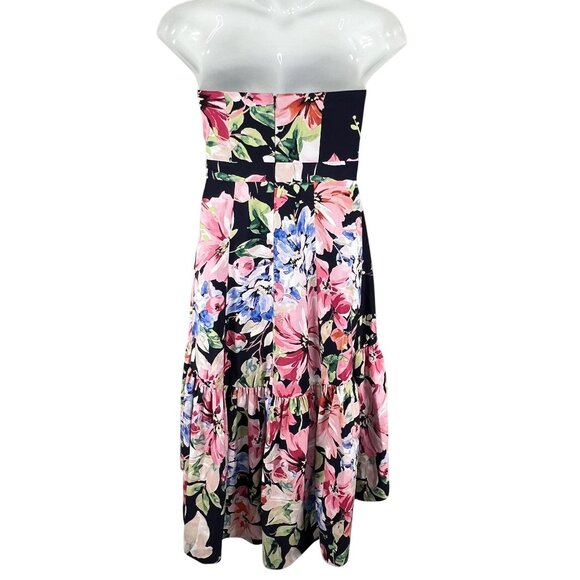 Eliza J  6 Strapless Sweetheart Bustier Floral High Low Ruffle Dress Bloomcore - Picture 2 of 16